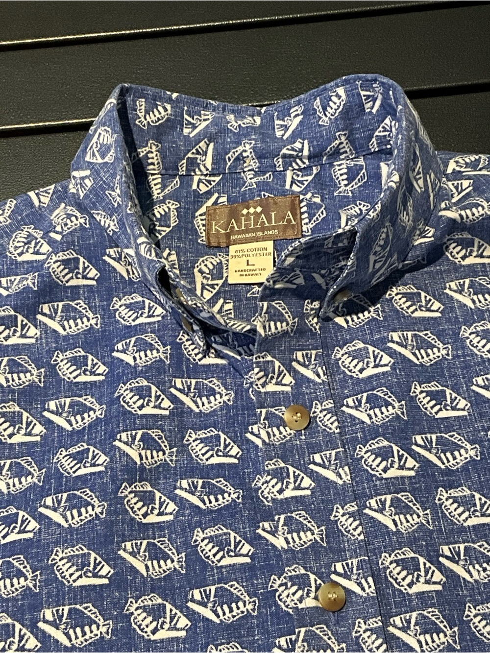 Kahala Blue Printed Short-Sleeve Casual Shirt